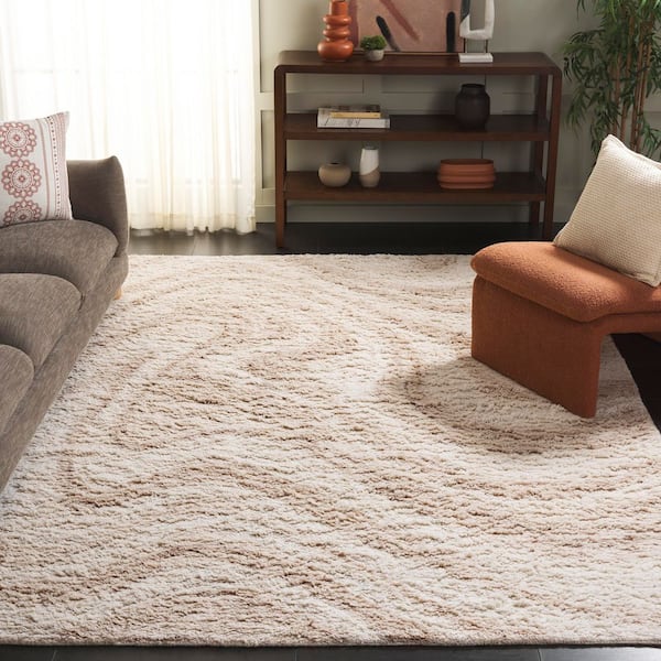 Vermont 8 ft. x 10 ft. Ivory/Beige Marble Swirl Area Rug