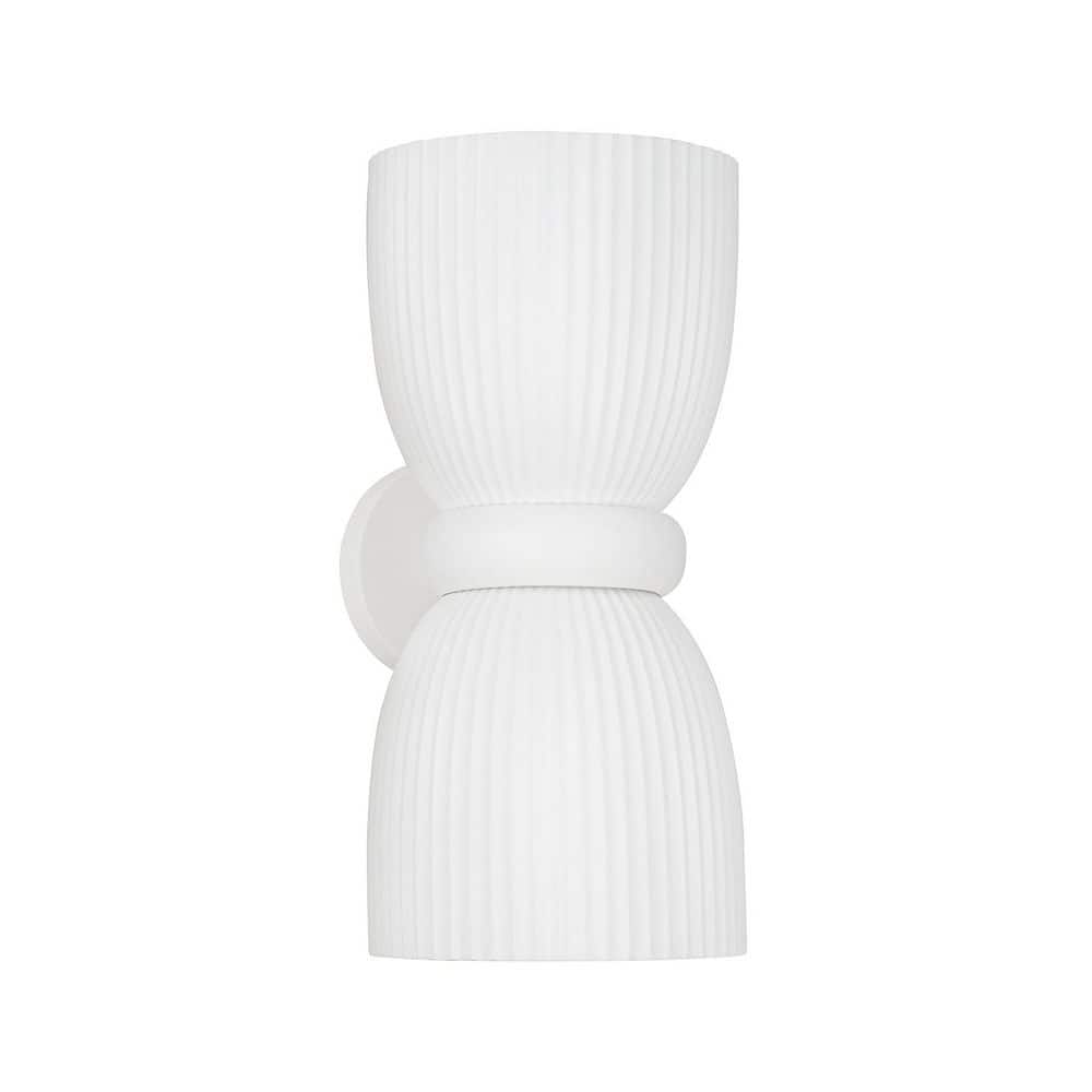 Mallory 8 in. 2-Light Matte White Handcrafted Fluted Ceramic Sconce price history on PriceWatchPro