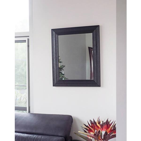 Blue Harbor 25.5 in. x 21.5 in. Black Wood-Like Texture Finish Mirror