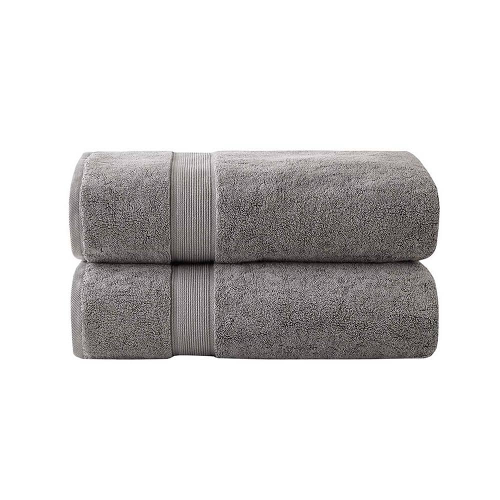 100% Cotton Grey Bath Sheet Antimicrobial 2-Piece Set, Soft Luxury Highly A