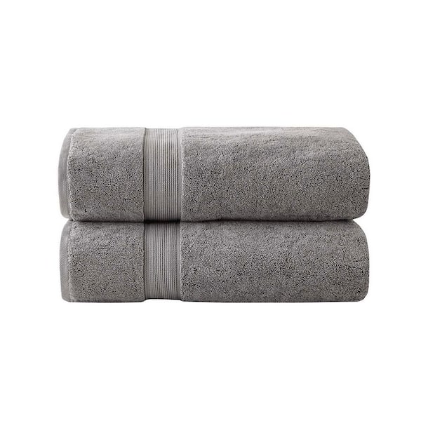 100% Cotton Grey Bath Sheet Antimicrobial 2-Piece Set, Soft Luxury Highly Absorbent Towels for Bathroom