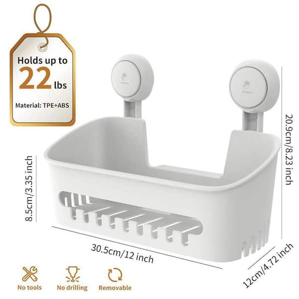 LUXEAR Suction Cup Corner Shower Caddy Wall Mounted Shower Shelf Bathroom  Storage Basket - No-Drilling Removable Plastic Storage Organizer for