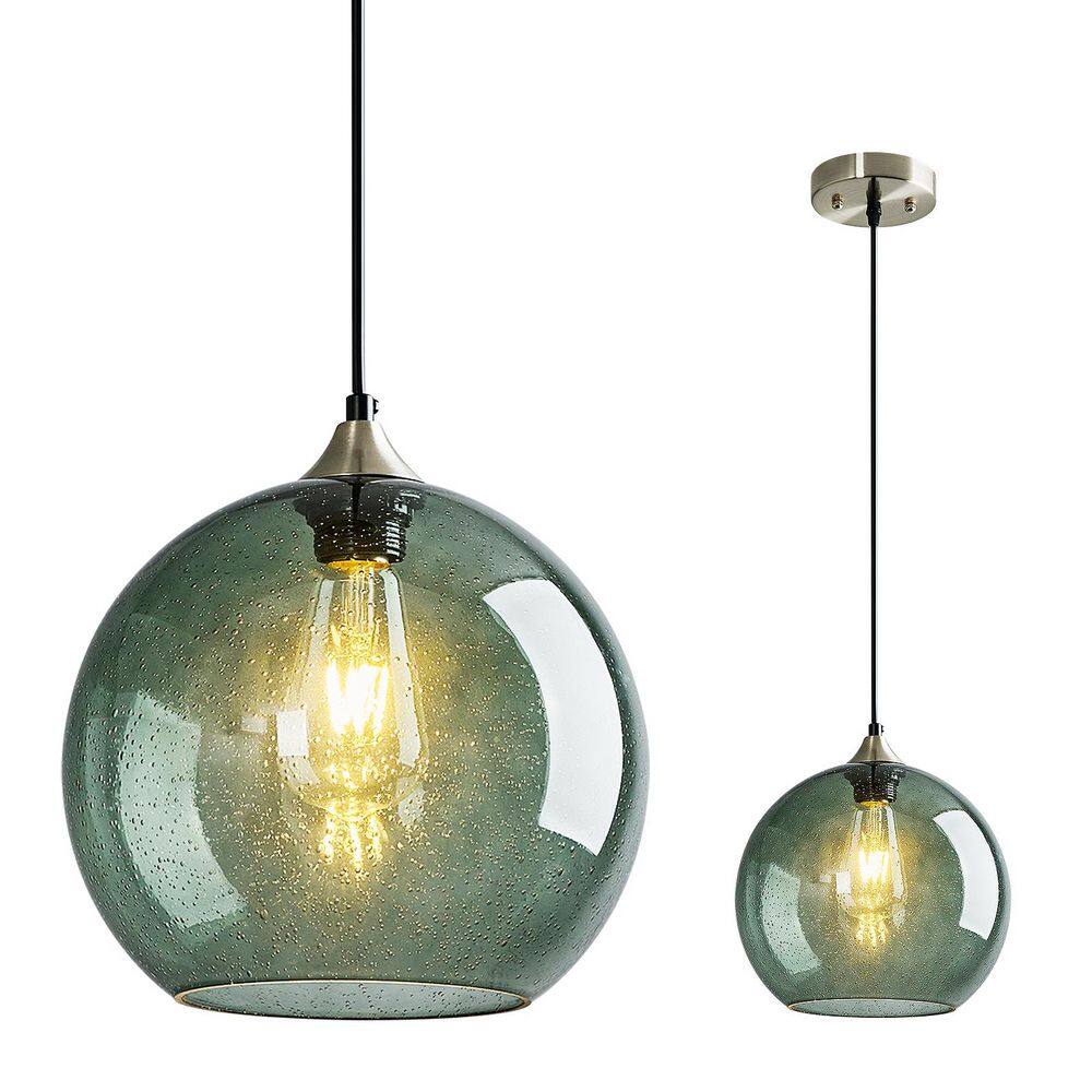 Home Lighting ‎60 Watts 1 Light 9. 84in GreyGreen Glass Pendant Light for Kitchen Island, No Bulbs Included, 1Pack price history on PriceWatchPro