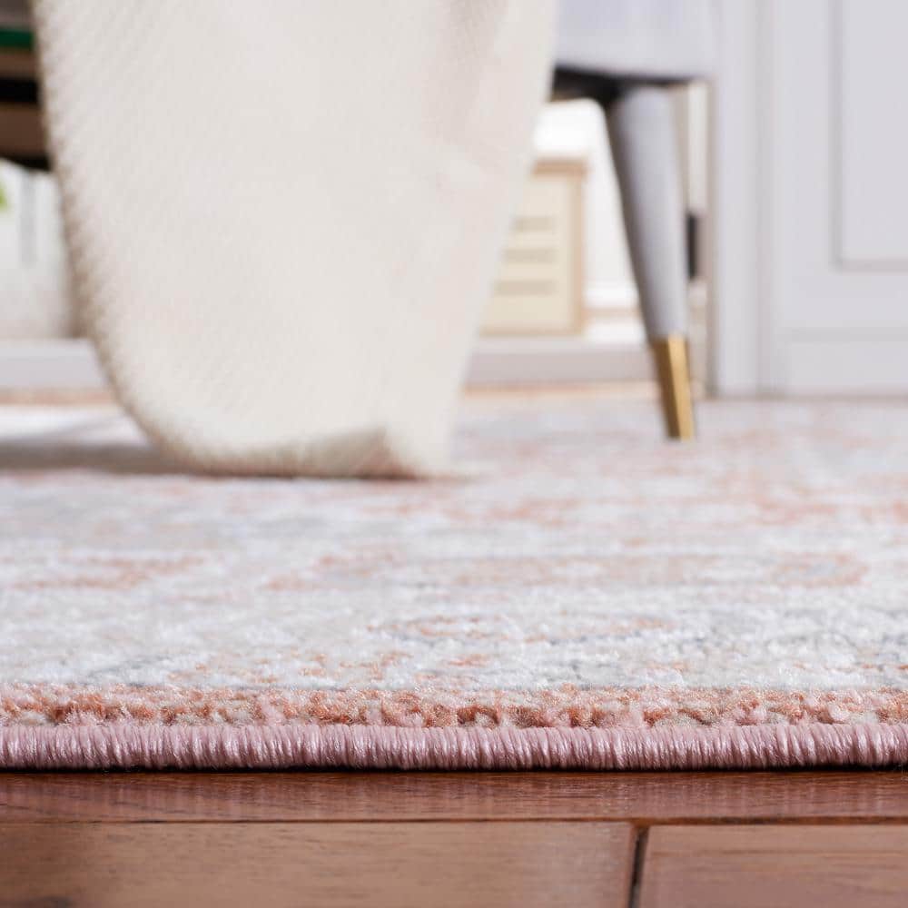 Blair Vintage Rose & Grey Hand-Knotted Synthetic Area Rug, 59"x84"