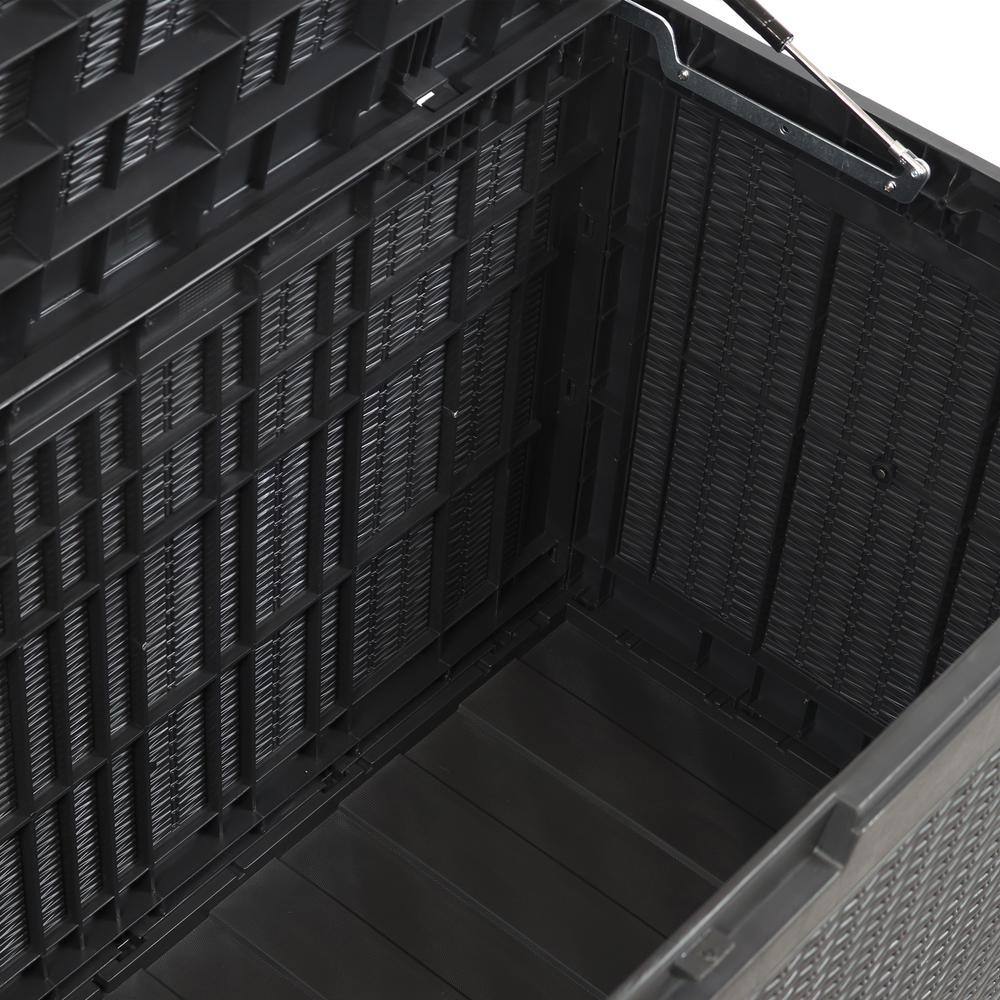 Phantom Gray Lockable Faux Wicker Outdoor Deck Box