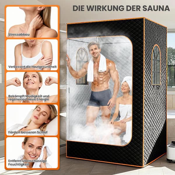 2 Person Sauna Box with 2 Steamers and 2 Folding Chairs, 71 in. X 49 in. Heated Insulation Saunas Tent with 3 Windows