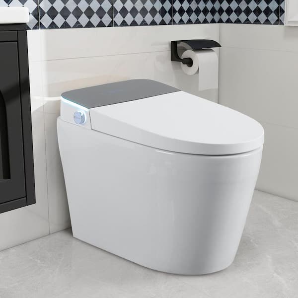 12 in. 1-piece Square Bidet Toilet 1.28 GPF Single Flush in White Heated Seat with Auto Flaush, Auto Open/Close