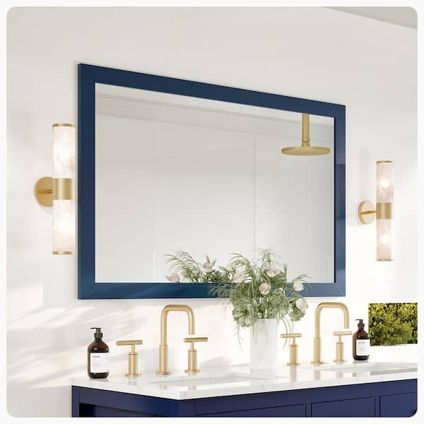 Eviva Acclaim 48 in. W x 30 in. H Rectangular Framed Wall Bathroom Vanity Mirror in Blue