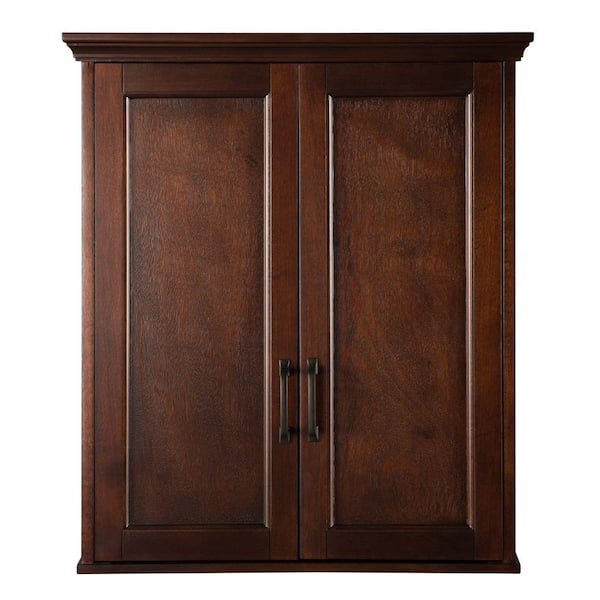 Home Decorators Collection Ashburn 24 in. W x 8 in. D x 27 in. H Bathroom Storage Wall Cabinet in Mahogany