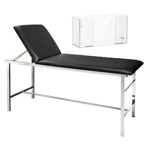 27.5 in. W x 31.4 in. H Adjustable Exam Table Bed in Black with Paper Dispenser with Glove Dispenser