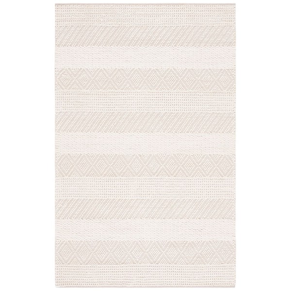 Natura 5 ft. x 8 ft. Ivory Striped Solid Color Diamond Area Rug