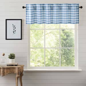 Annie Buffalo Check 60 in. L x 16 in. W Cotton Valance in Dusk Blue Soft White