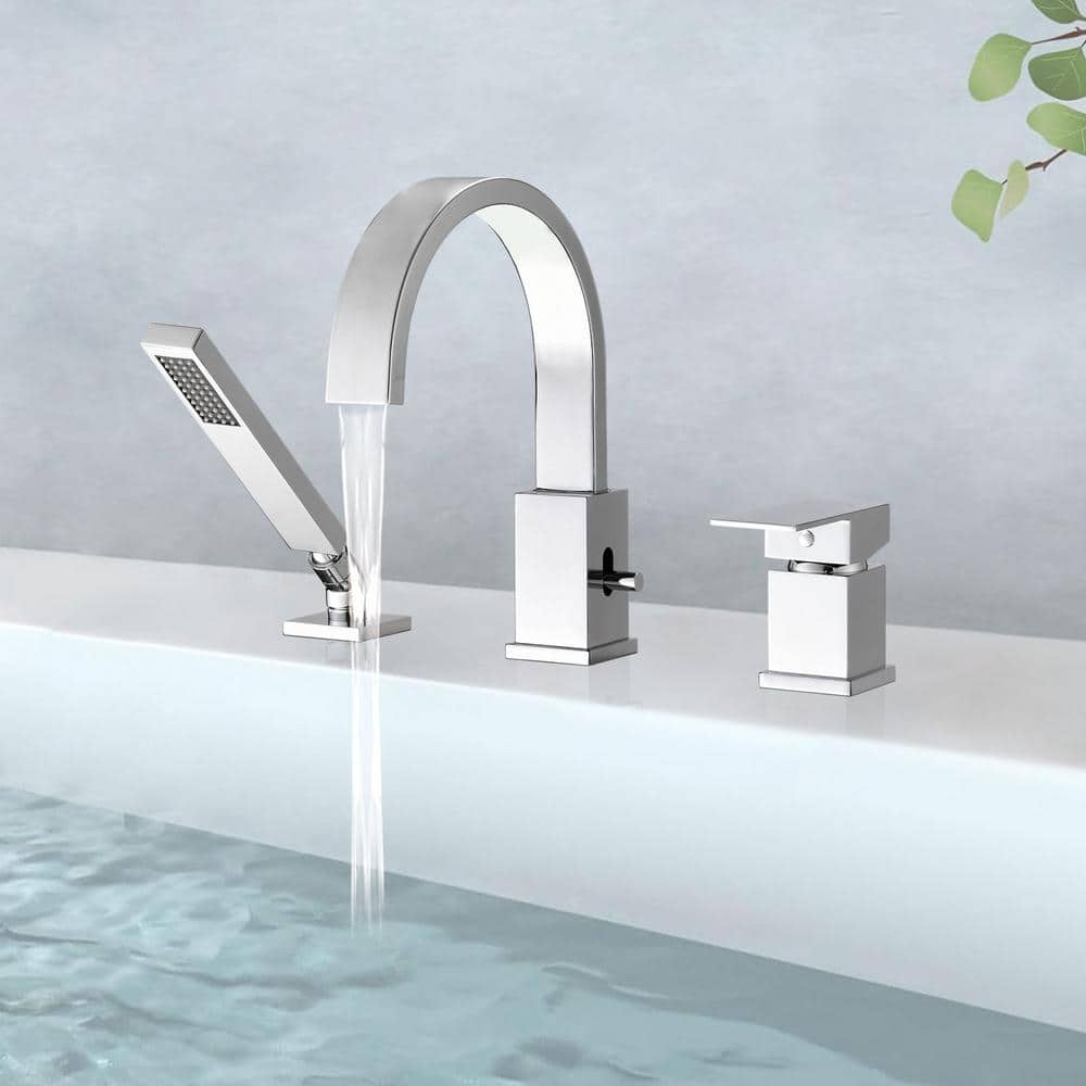 Single-Handle Freestanding Tub Faucet Deck Mount Roman Tub Waterfall Faucet