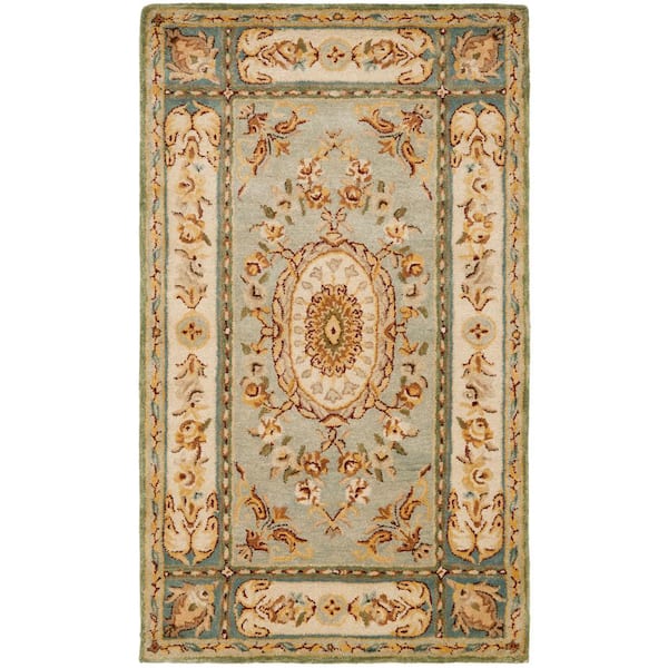 Bergama 10 ft. x 14 ft. Light Blue/Ivory Oriental Area Rug