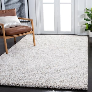 Ultimate Shag Sand/Ivory 3 ft. x 5 ft. Solid Area Rug