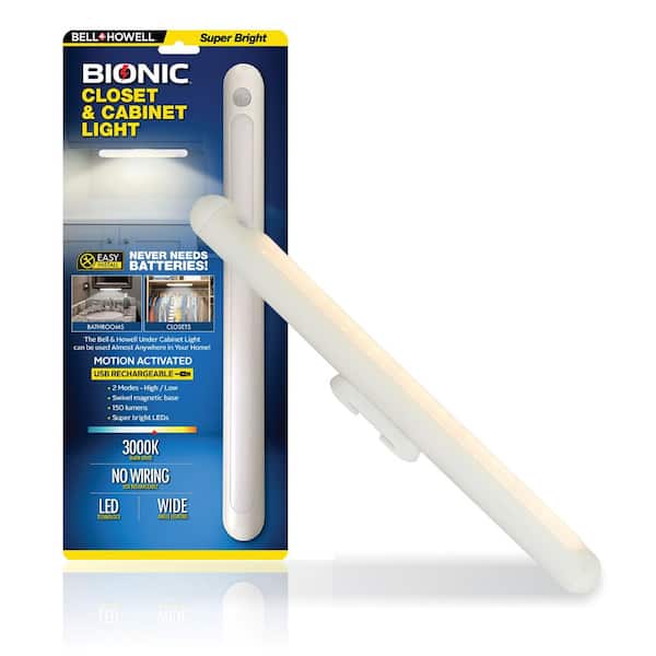 Bionic Closet Light 13 in. x 1.1 in. USB Rechargeable White Motion Activated, Integrated LED Under Cabinet Light