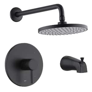 Euro Single-Handle 1-Spray Tub and Shower Faucet 1.8 GPM in. Matte Black (Valve Included)