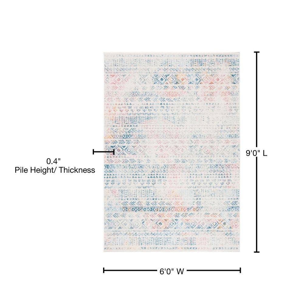 Ivory & Terracotta Hand-Knotted Synthetic 6' x 9' Easy-Care Area Rug