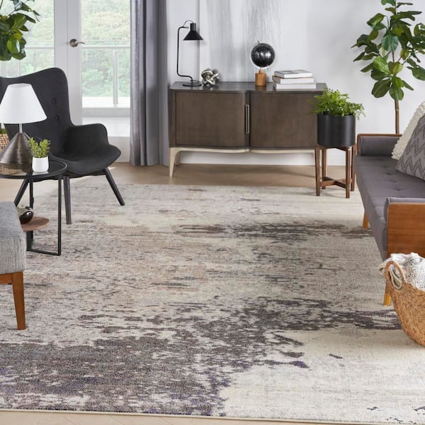 Celestial Ivory/Grey 10 ft. x 14 ft. Abstract Modern Area Rug