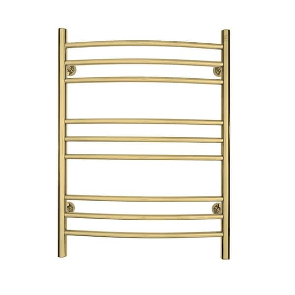 Riviera 32 in. 9-Bars 120-Volt Plug-In and Hardwired Towel Warmer in Polished Gold