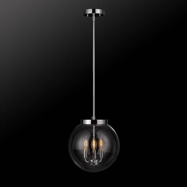 Sevda 3-Light Chrome Chandelier with Clear Glass Shade