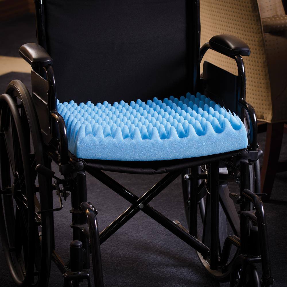 Blue Convoluted Foam Wheelchair Cushion Pad, 16" x 18"