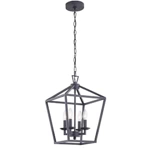 4-Lights Cube Black Interior Pendant without Shade
