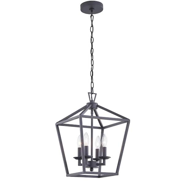 Dawn 4-Lights Cube Black Interior Pendant without Shade
