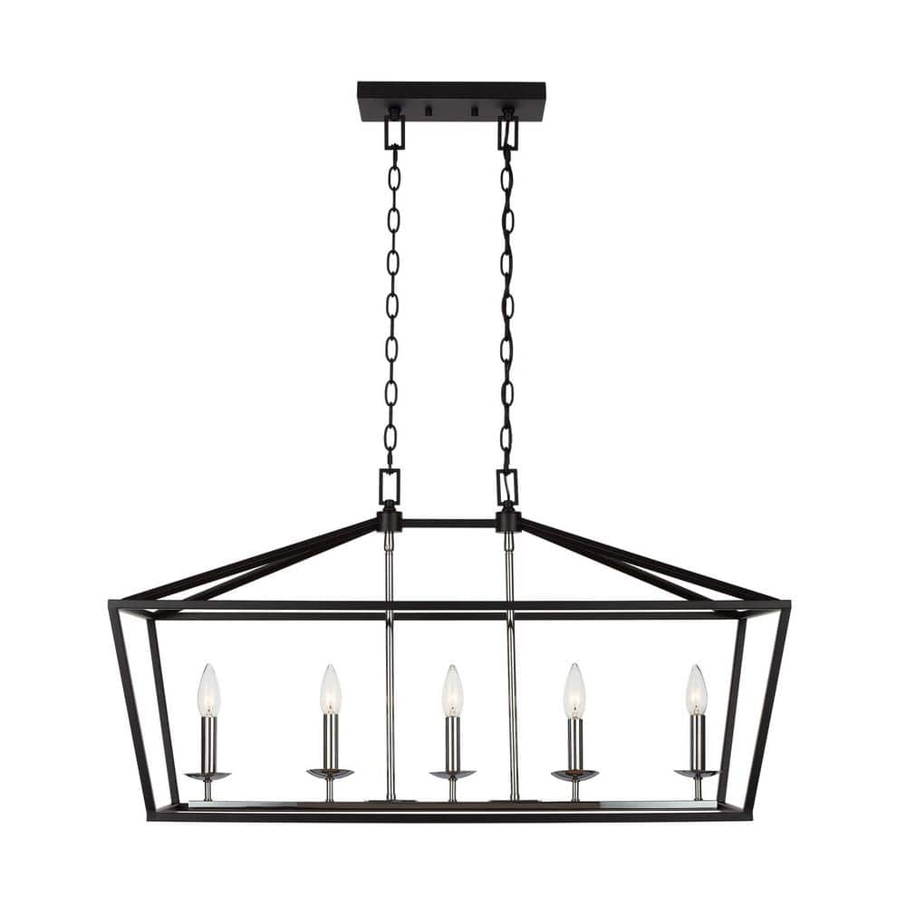 Home Decorators Collection Weyburn 5-Light Black and Polished Chrome ...