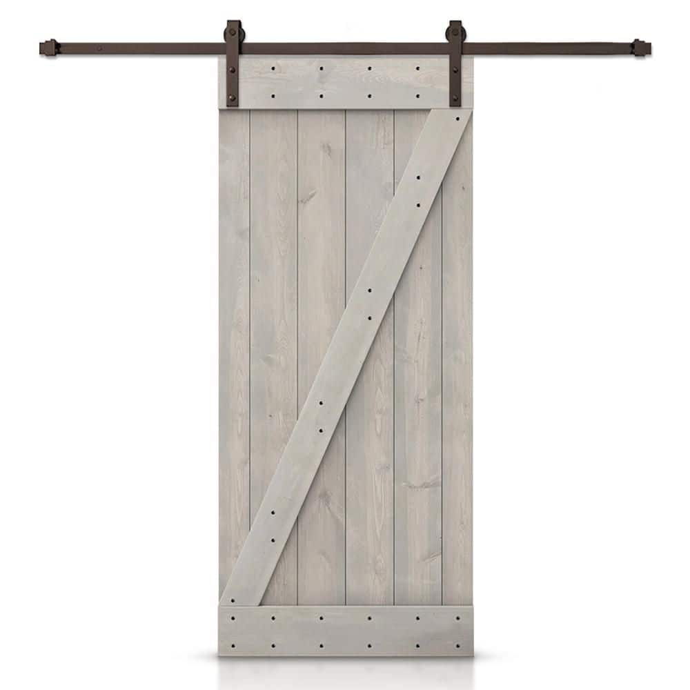 42 in. x 80 in. Z Series Silver Gray Stained DIY Wood Interior Sliding Barn Door with Hardware Kit price history on PriceWatchPro