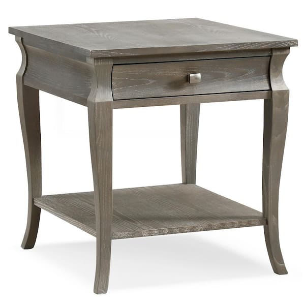 Leick Home Luna 24 in. Washed Gray Drawer End Table