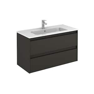 39.8 in. W x 18.1 in. D x 22.3 in. H Bathroom Vanity Unit in Anthracite with Vanity Top and Basin in White