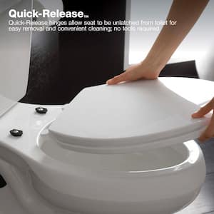 Cachet Elongated Antimicrobial, Soft Close Front Toilet Seat in White