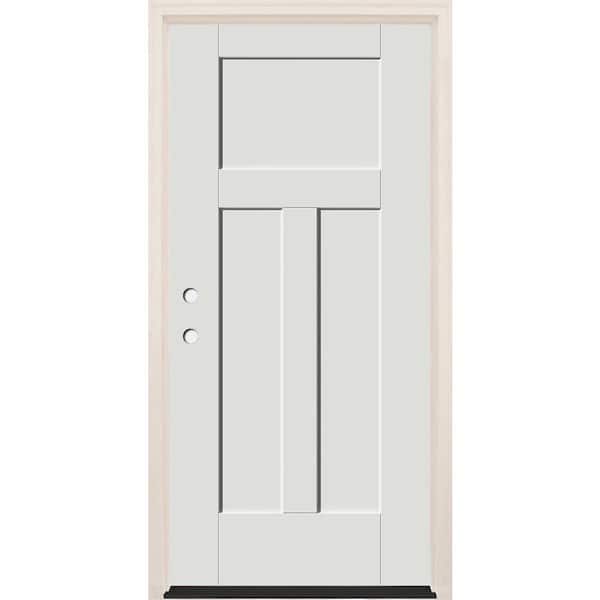 Builders Choice 36 in. x 80 in. 3-Panel Craftsman Right-Hand Alpine Fiberglass Prehung Front Door w/6-9/16 in. Frame and Bronze Hinges
