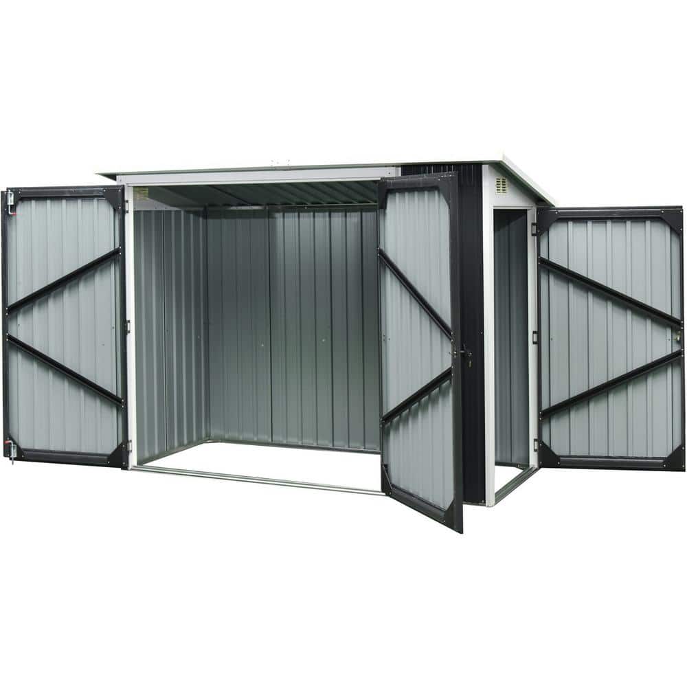 Dark Gray Galvanized Steel 6' x 8' Outdoor Storage Shed