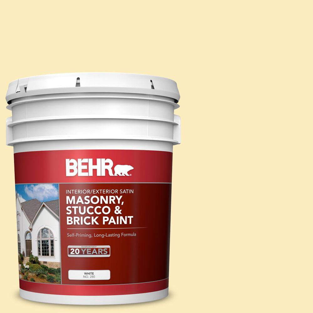 5 gal. #P290-1 Soft Buttercup Satin Interior/Exterior Masonry, Stucco and B