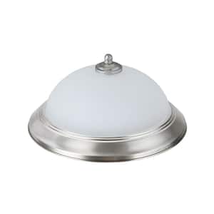 11 in. 15-Watt Satin Nickel Integrated LED Ceiling Flush Mount with Frosted Glass Diffuser