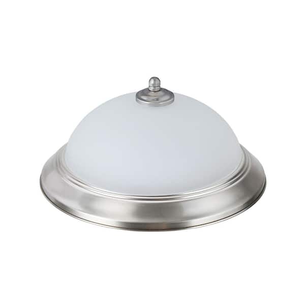 Aspen Creative Corporation 11 in. 15-Watt Satin Nickel Integrated LED Ceiling Flush Mount with Frosted Glass Diffuser