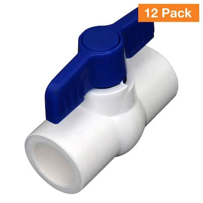 Everbilt 1/2 in. Slip x 1/2 in. Slip PVC Schedule 40-Ball Valve Pro Pack (12-Pack) PVCBV1212JR