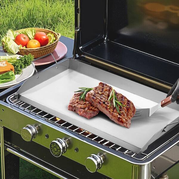 Stainless Steel Griddle, 32x16 in. Universal Flat Top Rectangular Plate, Gas Grill Griddle for BBQ Grill, Teppanyaki