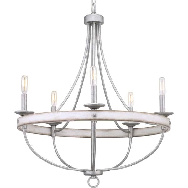 Progress Lighting Gulliver Collection 5-Light Galvanized Finish Coastal Chandelier Light