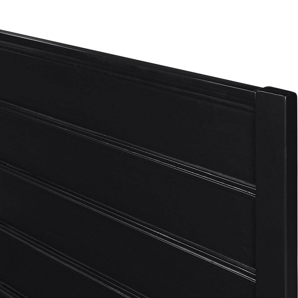 Black Pine Queen Platform Bed with Paneled Headboard