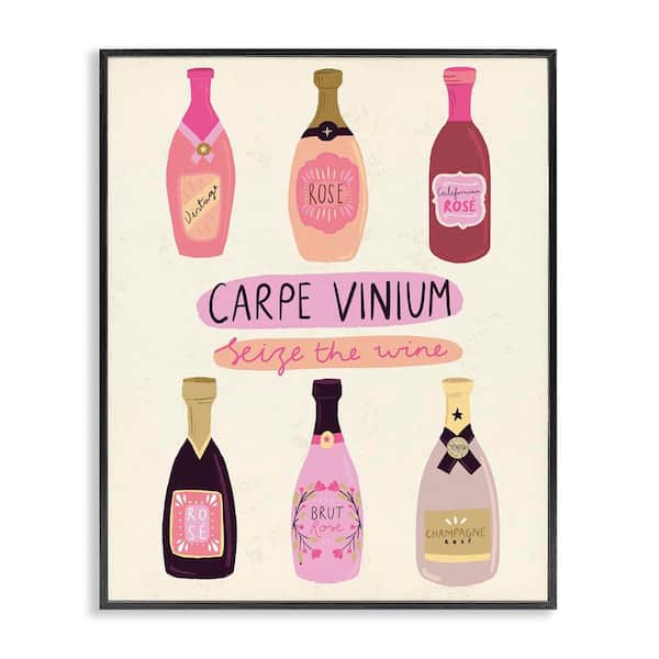 Stupell Industries Carpe Vinium Seize the Wine by Louise Allen Designs Black Framed Food Giclee Art Print 14 in. x 11 in.