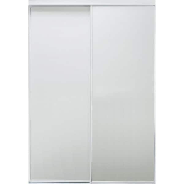 Contractors Wardrobe 95 in. x 80 1/2 in. Aspen White Gloss Painted Steel Frame Prefinished White Hardboard Interior Sliding Closet Door