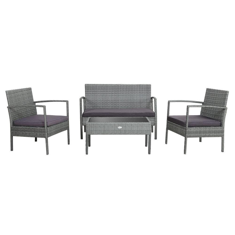 4-Piece Metal Patio Conversation Set with Gray Cushions price history on PriceWatchPro