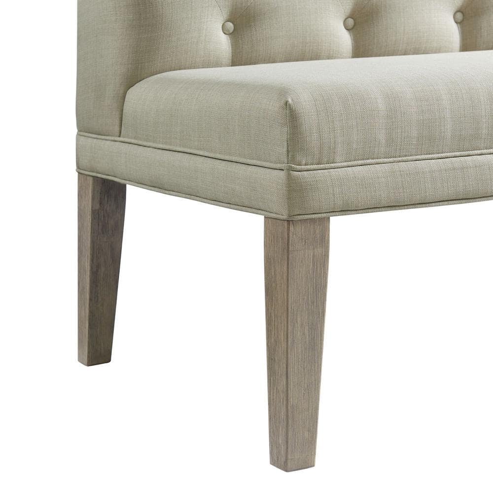 Gray Tufted Fabric Armless Sectional Sofa with Wooden Legs