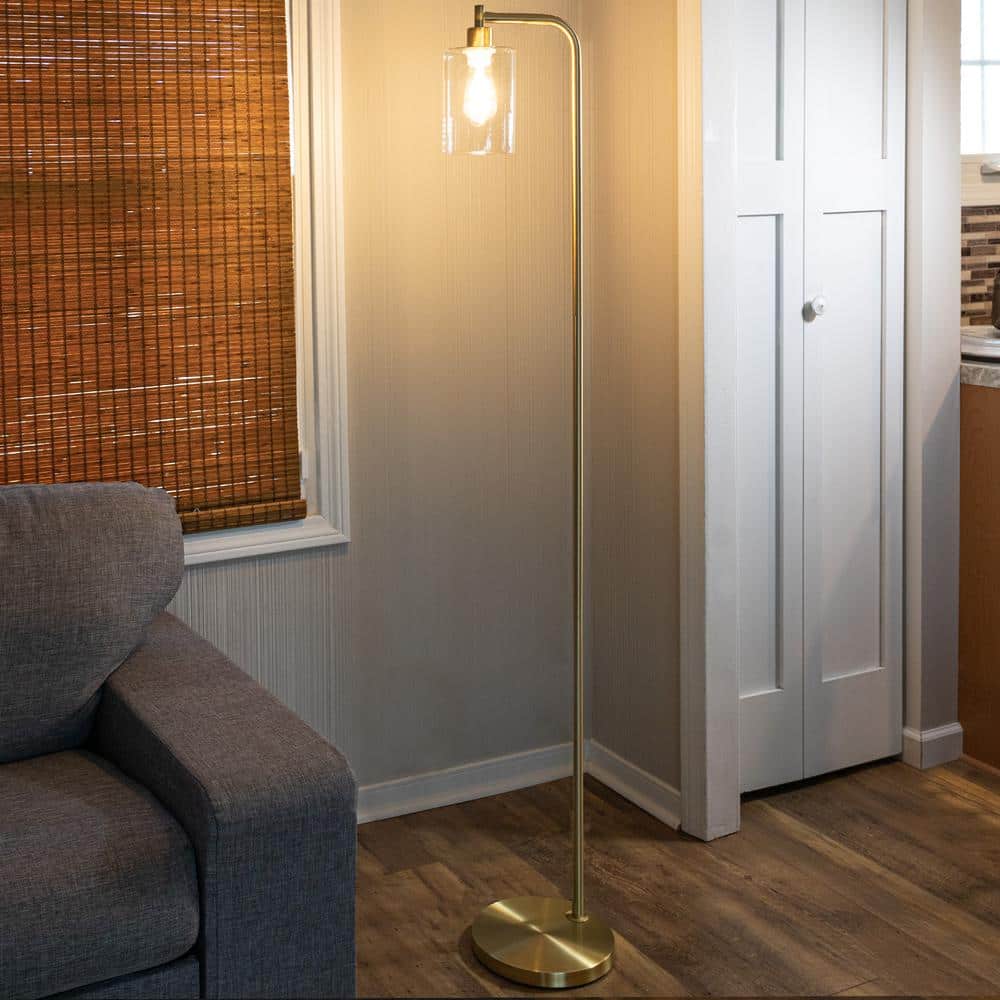 65.75 in. Tall Gold Standard Modern Floor Lamp with Glass Shade and LED Edison Bulb price history on PriceWatchPro