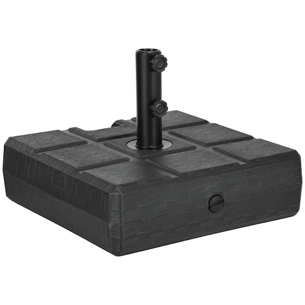 88 lbs. Fillable Patio Umbrella Base with Steel Umbrella Holder for 1.25 in., 1.5 in. or 2 in.  Umbrella Poles in Black