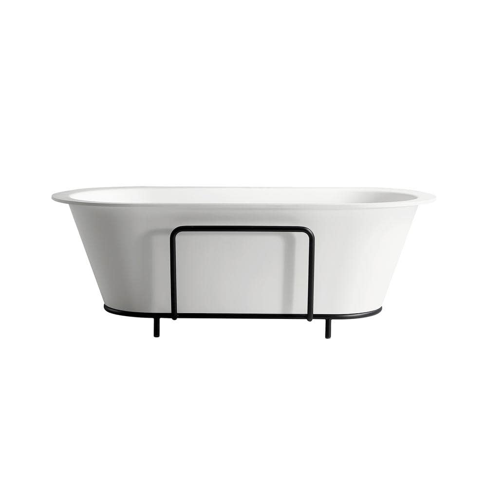 71 in. x 35 in. Soaking Bathtub with Center Drain in Matte White