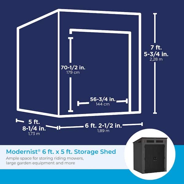 Suncast Modernist 6 ft. x 5 ft. Plastic Vertical Storage Shed with Floor Kit